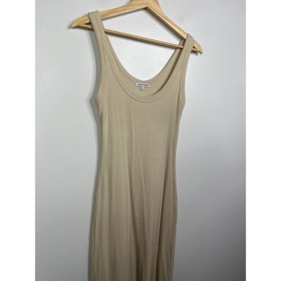 Cotton Citizen Verona Soft Rib Raw Edge Midi Dress Women's Tan Size: S NWOT - Picture 4 of 9